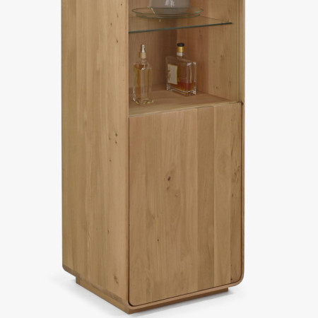 Einfachtürige Eichenvitrine, weißer Eichenholz