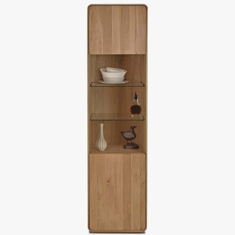 Einfachtürige Eichenvitrine, weißer Eichenholz