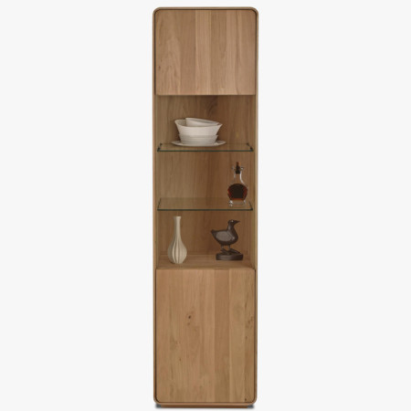 Einfachtürige Eichenvitrine, weißer Eichenholz