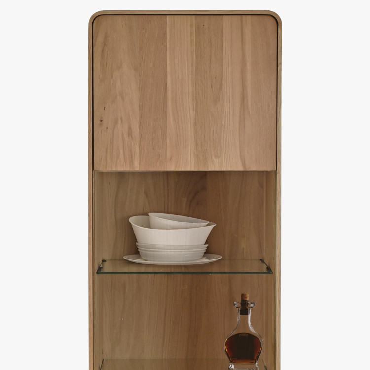 Einfachtürige Eichenvitrine, weißer Eichenholz