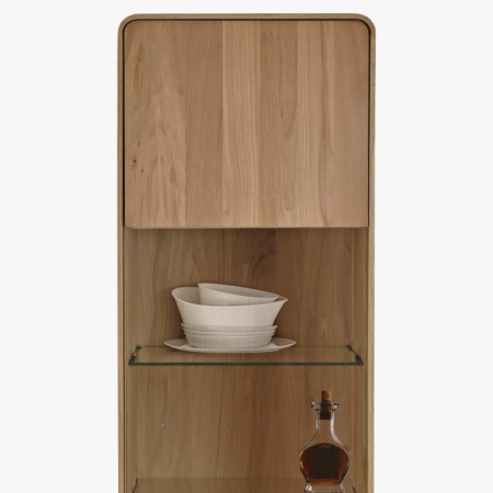 Einfachtürige Eichenvitrine, weißer Eichenholz