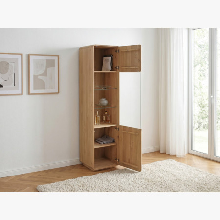 Einfachtürige Eichenvitrine, weißer Eichenholz