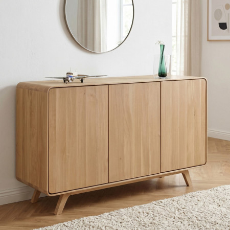 Massivholzkommode Eiche Weiß mit Türen