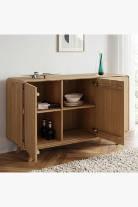 Massivholzkommode Eiche Weiß mit Türen 2