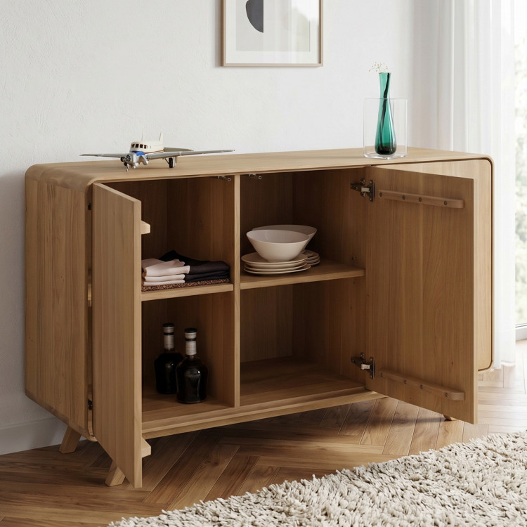 Massivholzkommode Eiche Weiß mit Türen