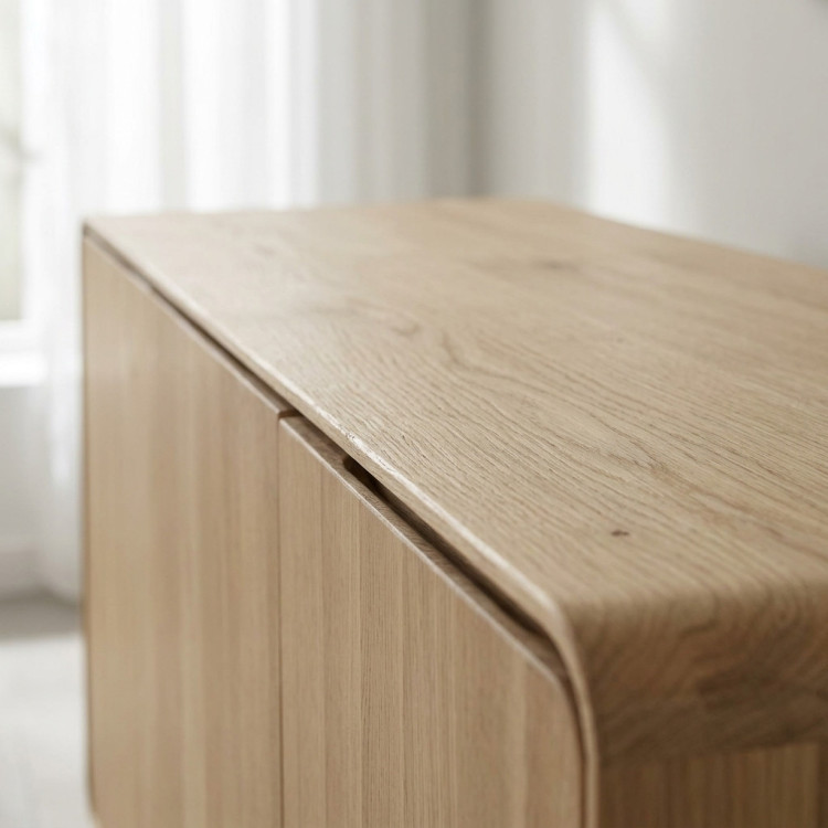 Massivholzkommode Eiche Weiß mit Türen