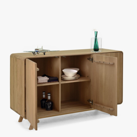 Massivholzkommode Eiche Weiß mit Türen