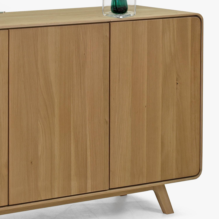 Massivholzkommode Eiche Weiß mit Türen