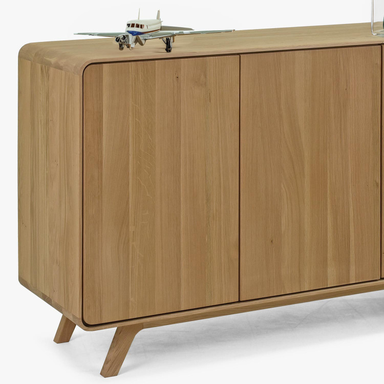 Massivholzkommode Eiche Weiß mit Türen