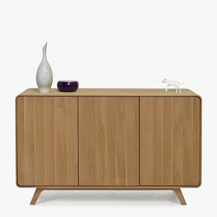 Massivholzkommode Eiche Weiß mit Türen