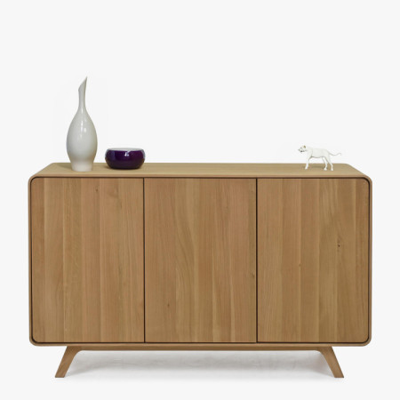 Massivholzkommode Eiche Weiß mit Türen