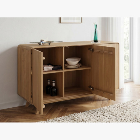 Massivholzkommode Eiche Weiß mit Türen