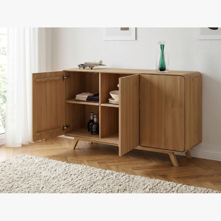 Massivholzkommode Eiche Weiß mit Türen