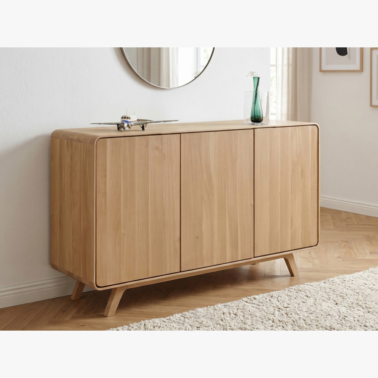 Massivholzkommode Eiche Weiß mit Türen