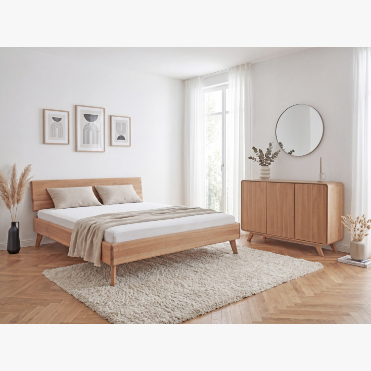 Massivholzkommode Eiche Weiß mit Türen