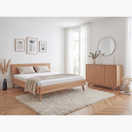 Massivholzkommode Eiche Weiß mit Türen