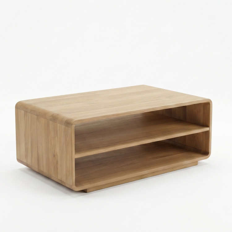 Abgerundeter Holzcouchtisch