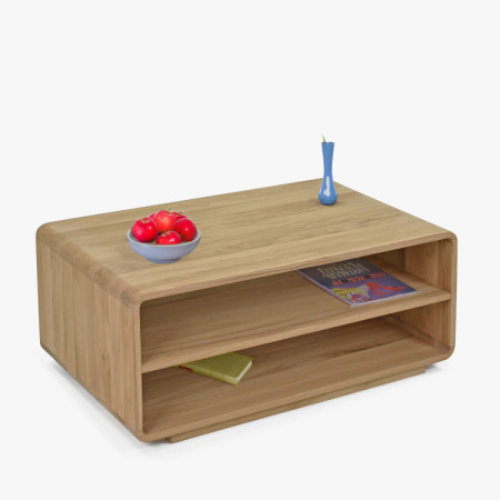 Abgerundeter Holzcouchtisch