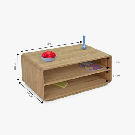 Abgerundeter Holzcouchtisch