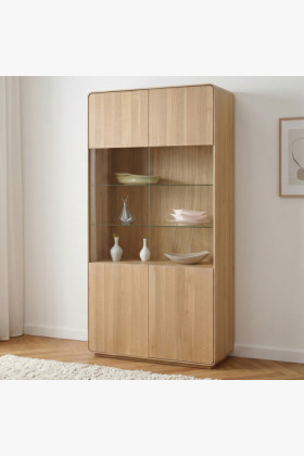 Zweiflügelige Eichenvitrine, weiße Eiche