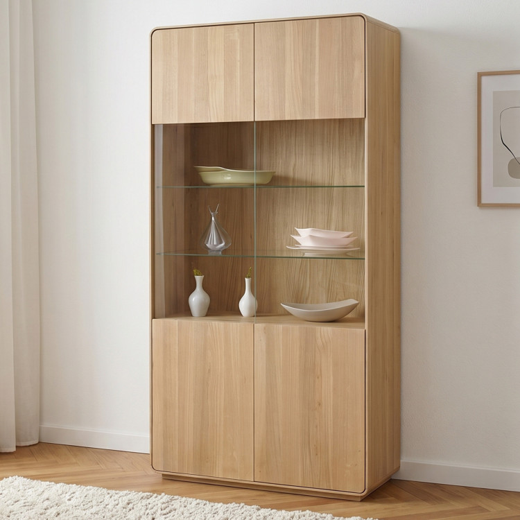 Zweiflügelige Eichenvitrine, weiße Eiche