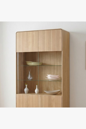 Zweiflügelige Eichenvitrine, weiße Eiche 2