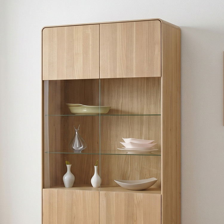 Zweiflügelige Eichenvitrine, weiße Eiche