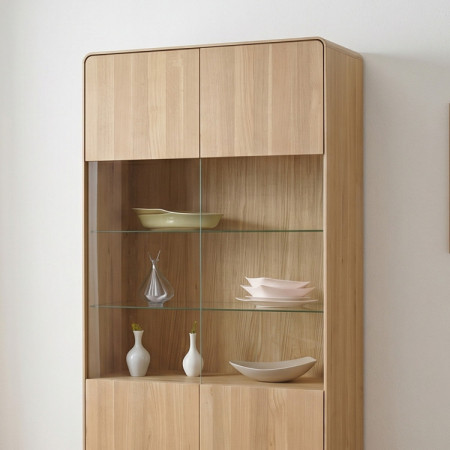 Zweiflügelige Eichenvitrine, weiße Eiche