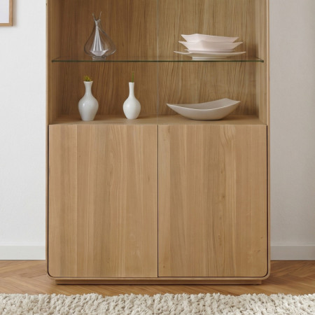 Zweiflügelige Eichenvitrine, weiße Eiche