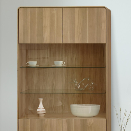 Zweiflügelige Eichenvitrine, weiße Eiche