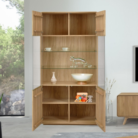 Zweiflügelige Eichenvitrine, weiße Eiche