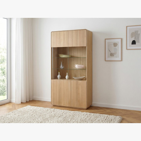 Zweiflügelige Eichenvitrine, weiße Eiche