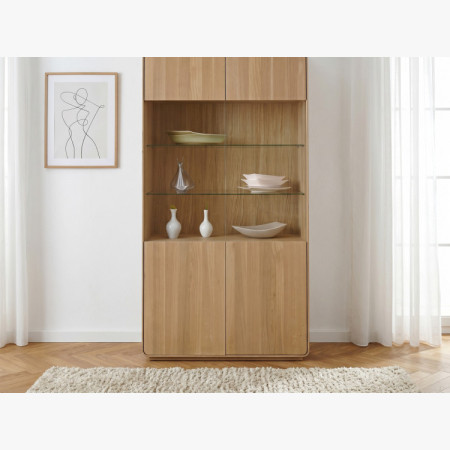 Zweiflügelige Eichenvitrine, weiße Eiche