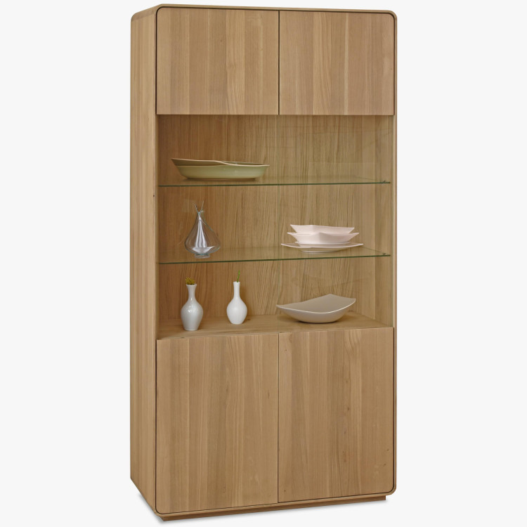 Massive Wohnwand aus Holz - Eiche massiv in Weiß Eichefarbe