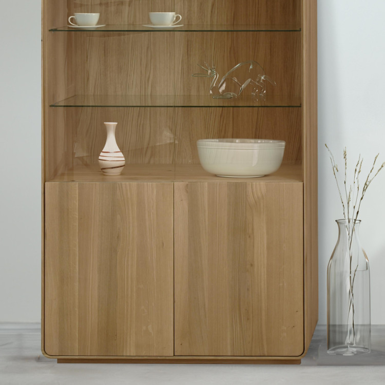 Massive Wohnwand aus Holz - Eiche massiv in Weiß Eichefarbe