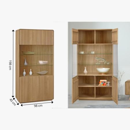 Massive Wohnwand aus Holz - Eiche massiv in Weiß Eichefarbe