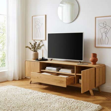 Massive Eichen TV-Kommode 180 cm Avalon Eiche natural