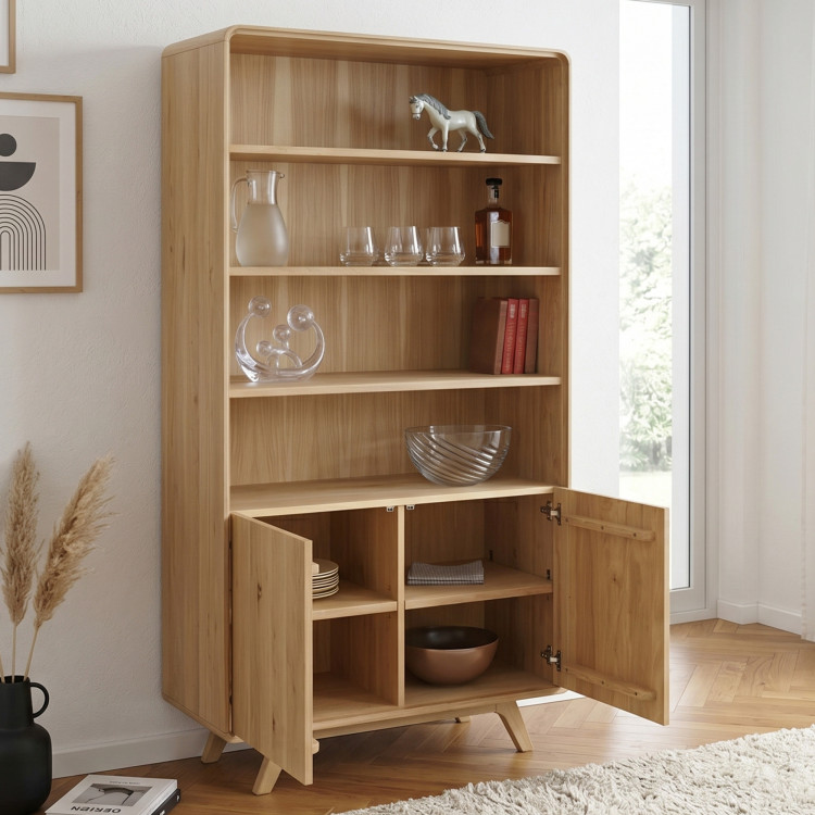 Holzregal aus Eiche mit Türen, weiße Eiche