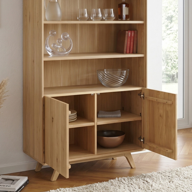 Holzregal aus Eiche mit Türen, weiße Eiche