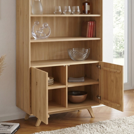 Holzregal aus Eiche mit Türen, weiße Eiche