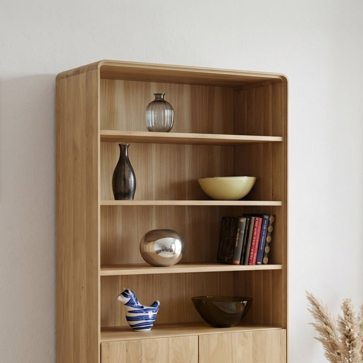 Holzregal aus Eiche mit Türen, weiße Eiche