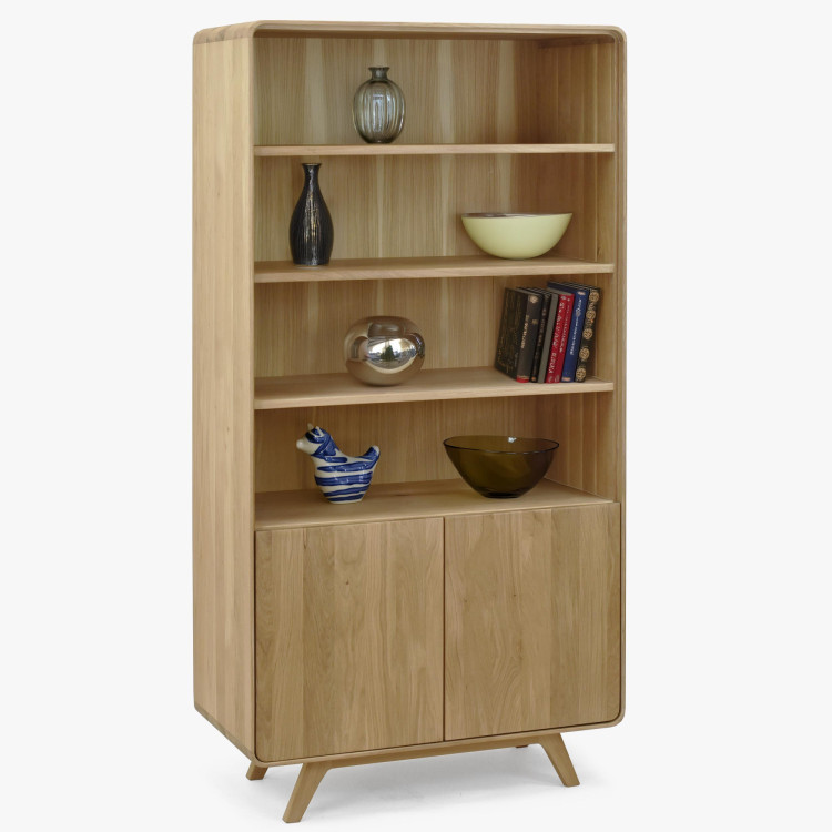 Holzregal aus Eiche mit Türen, weiße Eiche