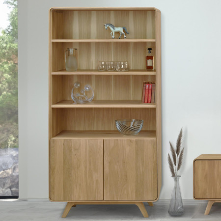 Holzregal aus Eiche mit Türen, weiße Eiche