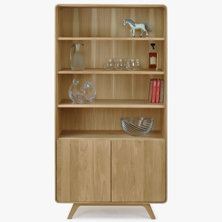 Holzregal aus Eiche mit Türen, weiße Eiche