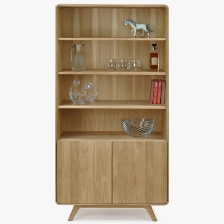 Holzregal aus Eiche mit Türen, weiße Eiche