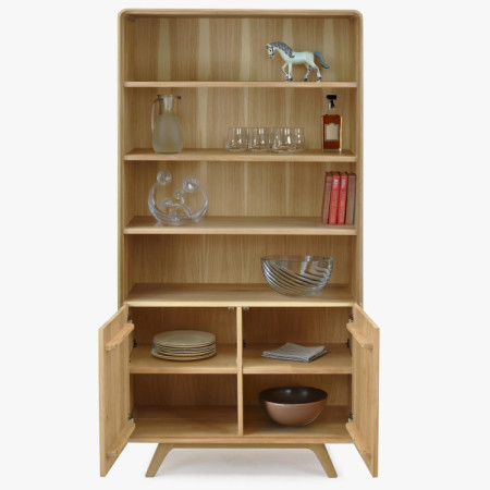 Holzregal aus Eiche mit Türen, weiße Eiche