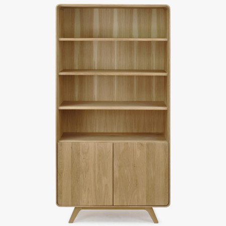 Holzregal aus Eiche mit Türen, weiße Eiche