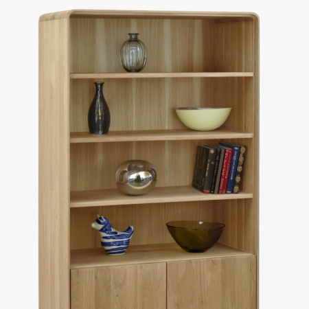 Holzregal aus Eiche mit Türen, weiße Eiche