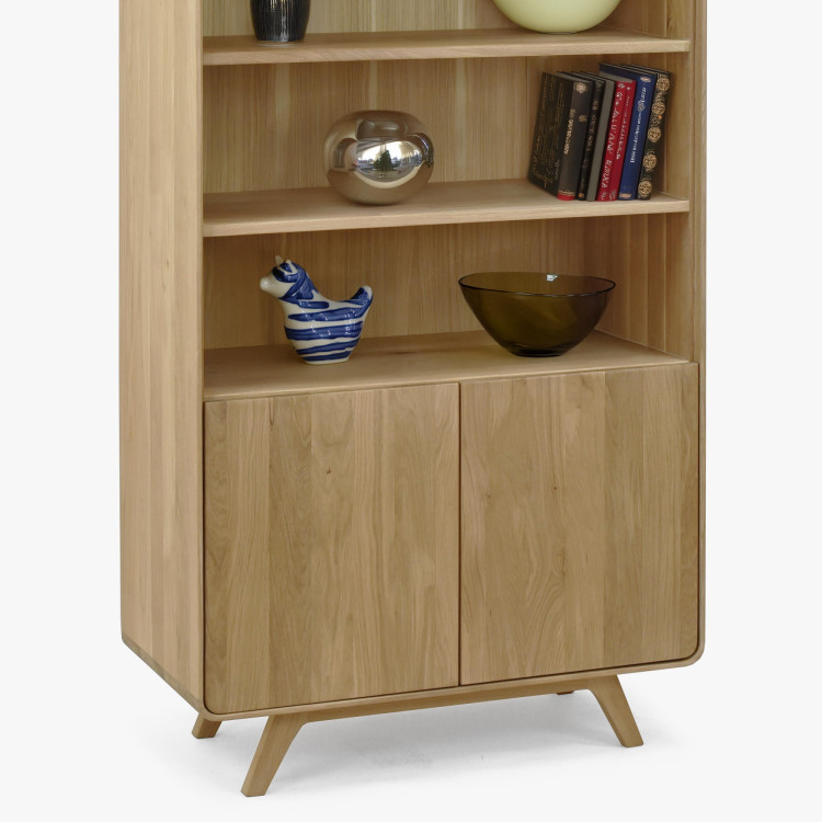 Holzregal aus Eiche mit Türen, weiße Eiche