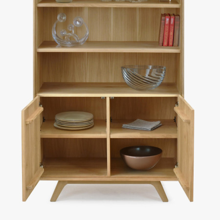 Holzregal aus Eiche mit Türen, weiße Eiche